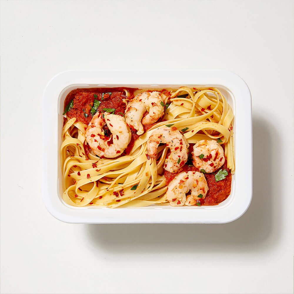 Fettuccine with Garlic Chilli Prawns