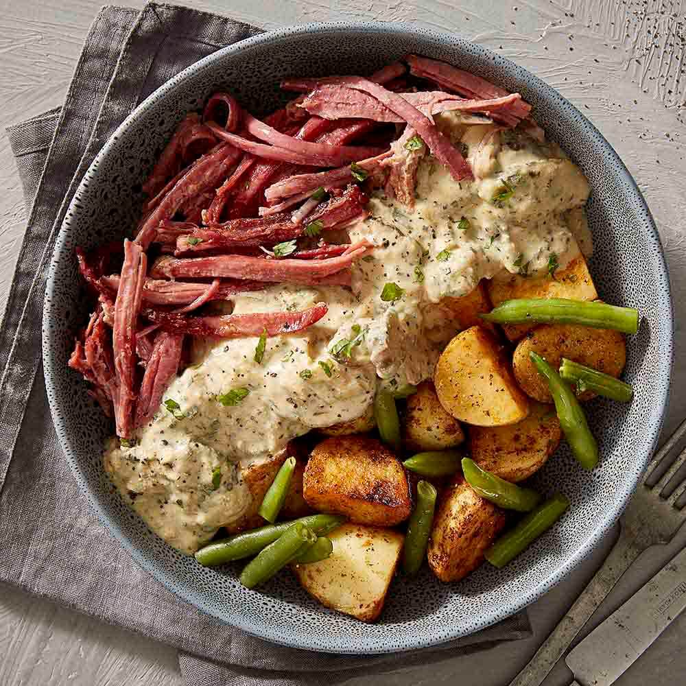 Tender Beef Brisket with Peppercorn Sauce