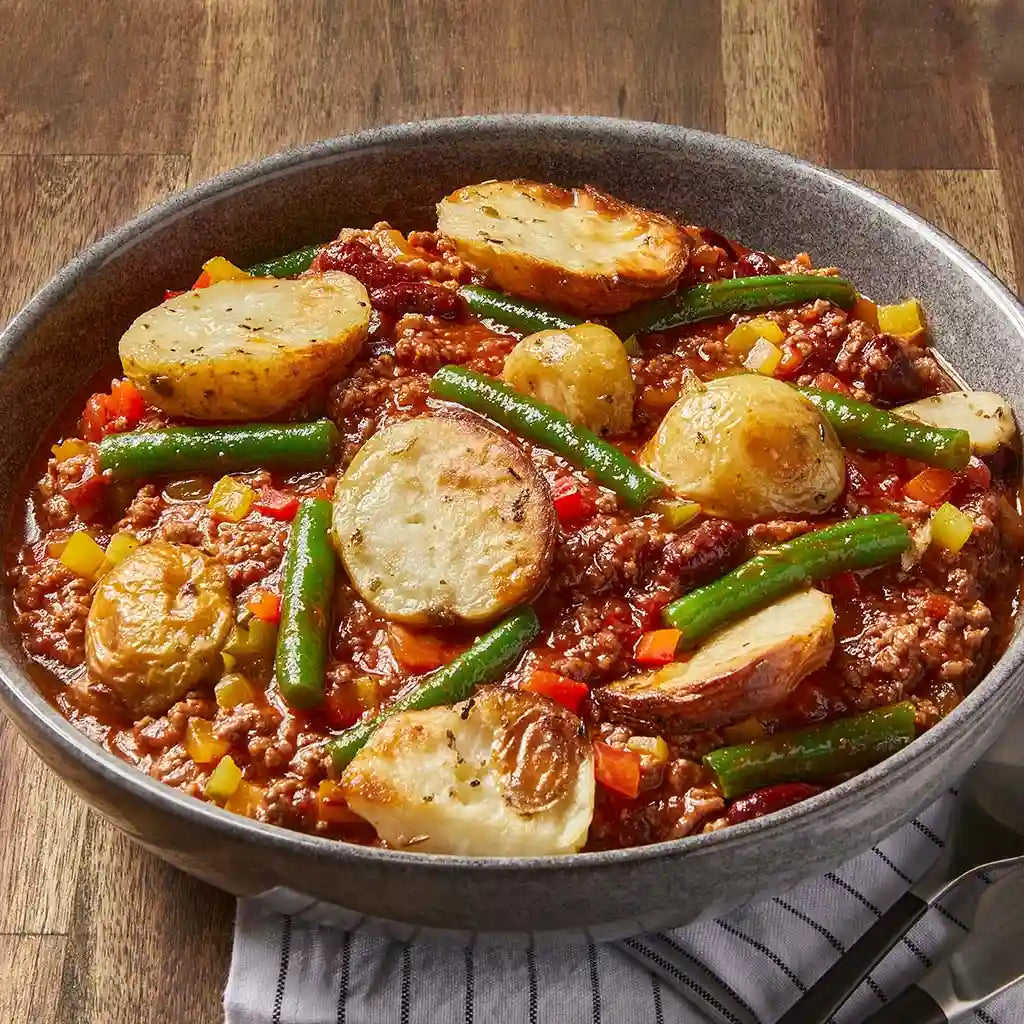 Beef Chili w Roasted Potatoes