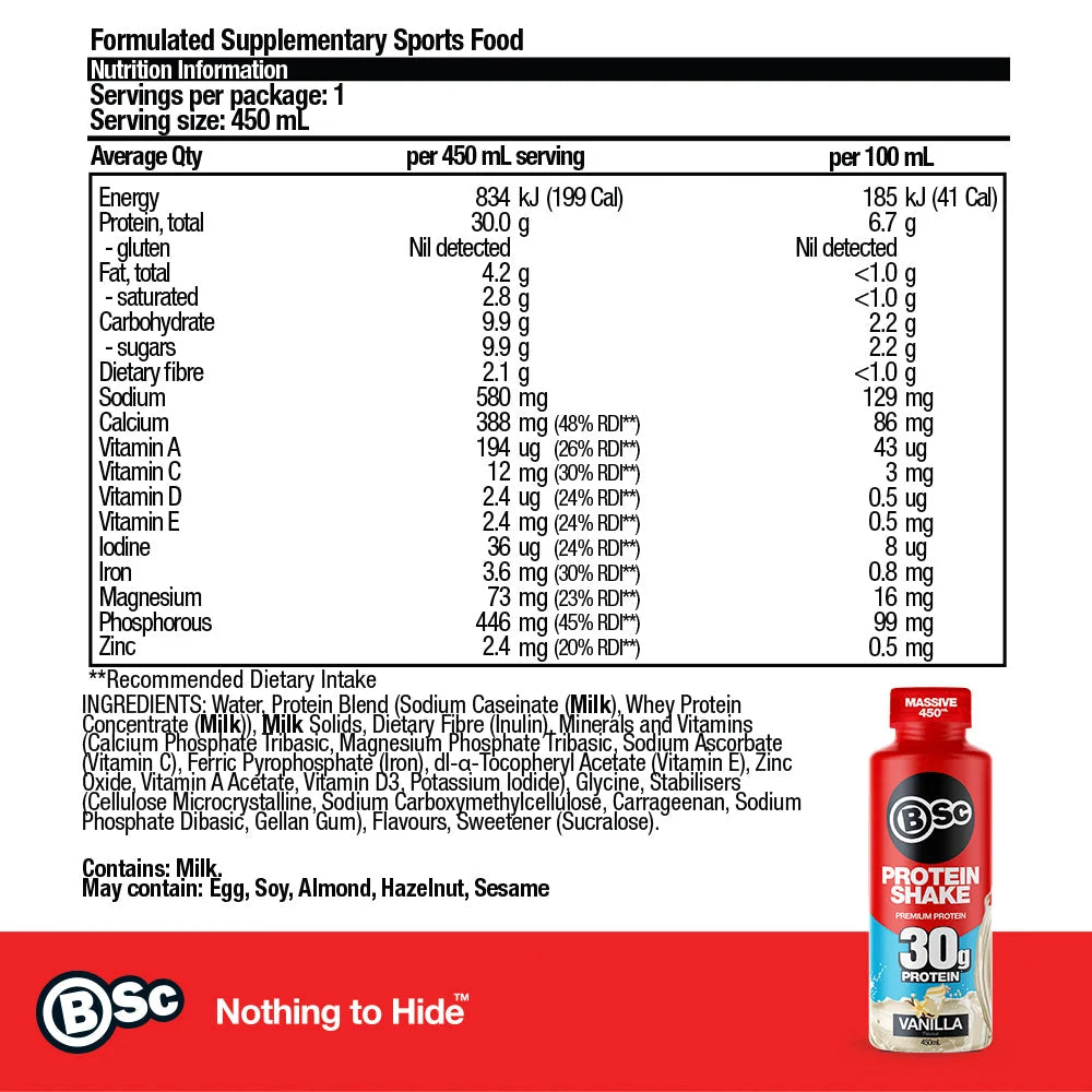 BSc RTD Premium Protein Shake 450ml – Vanilla