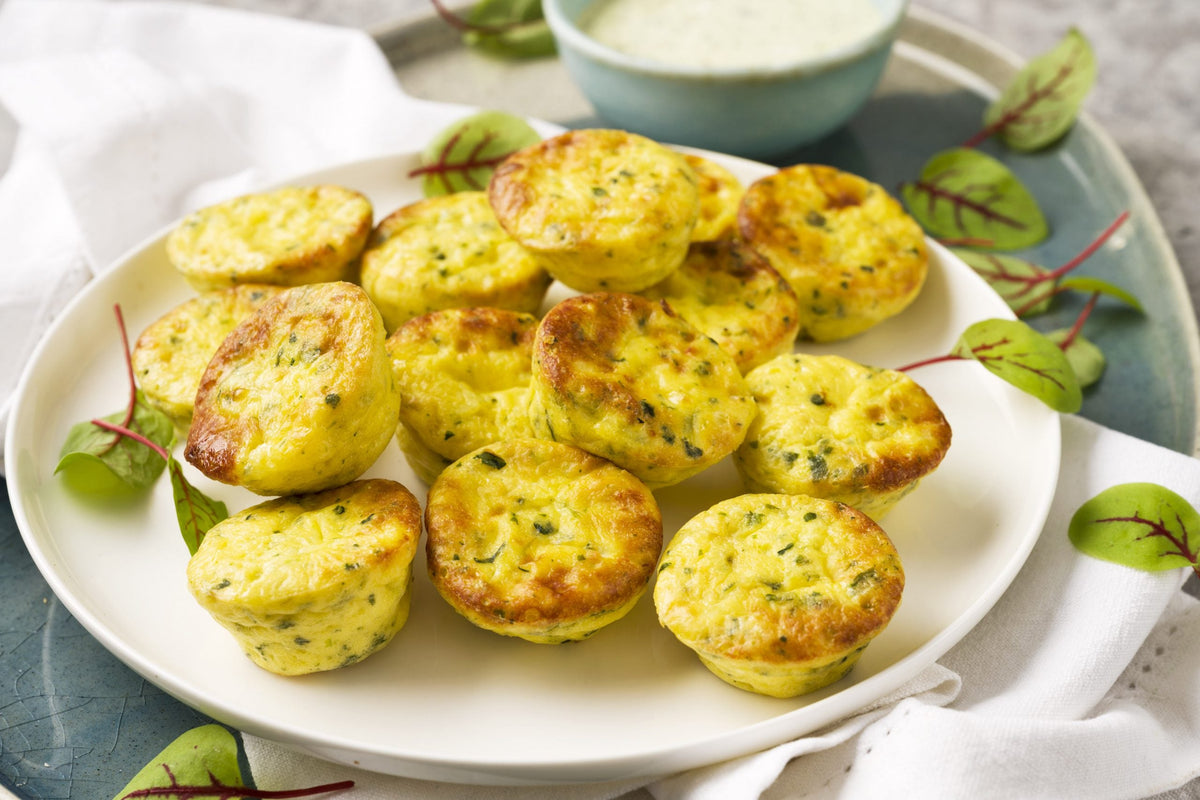 Fetta & Spinach Egg Bites served on a plate