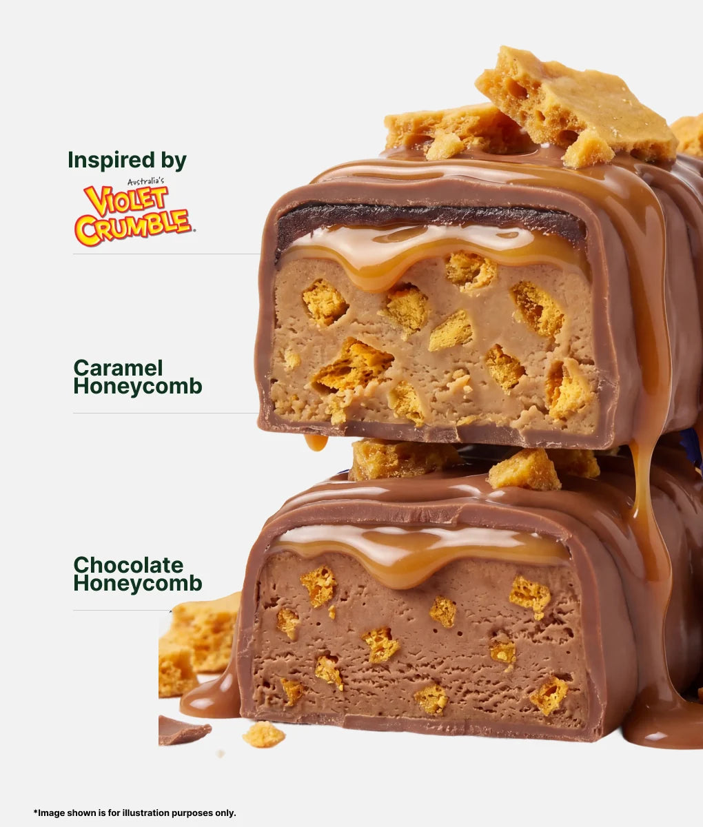 Soft bar violet crumble chocolate honeycomb