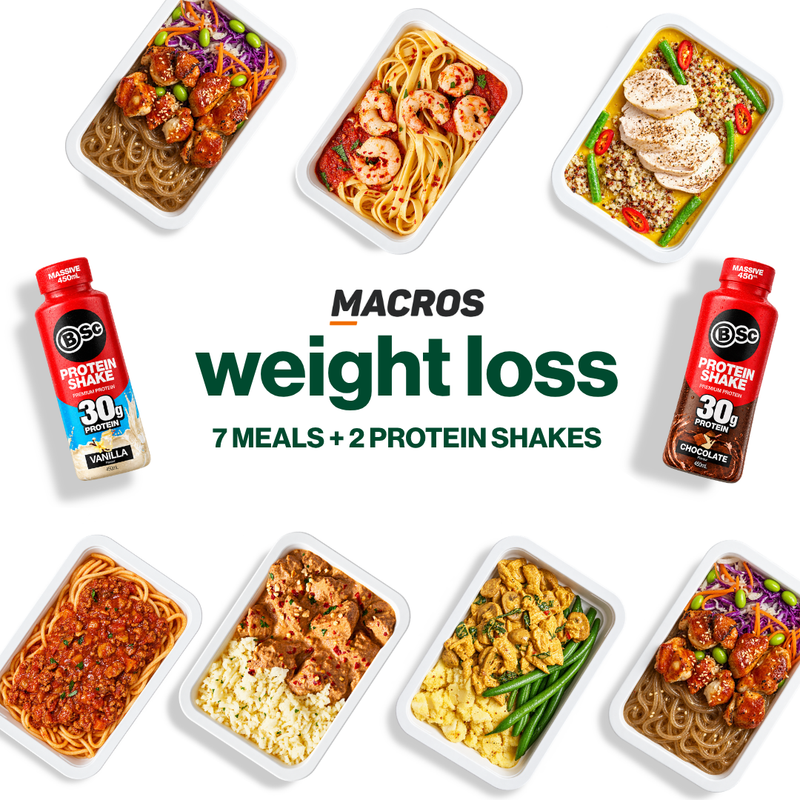 The MACROS weight loss pack: seven meals and two protein shakes.
